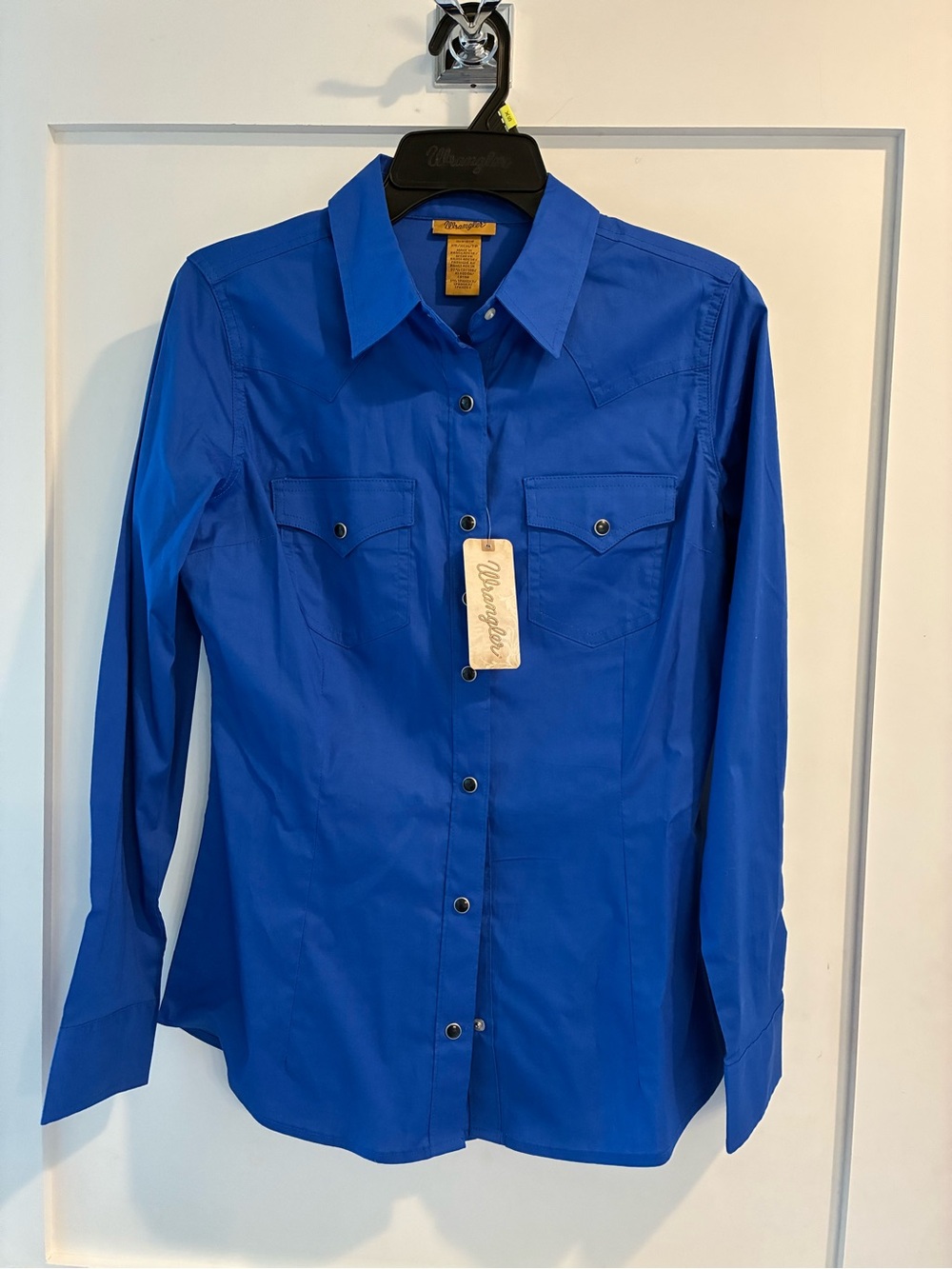 Women’s Royal Blue Snap Front Long Sleeved Western Shirt New Size XXS